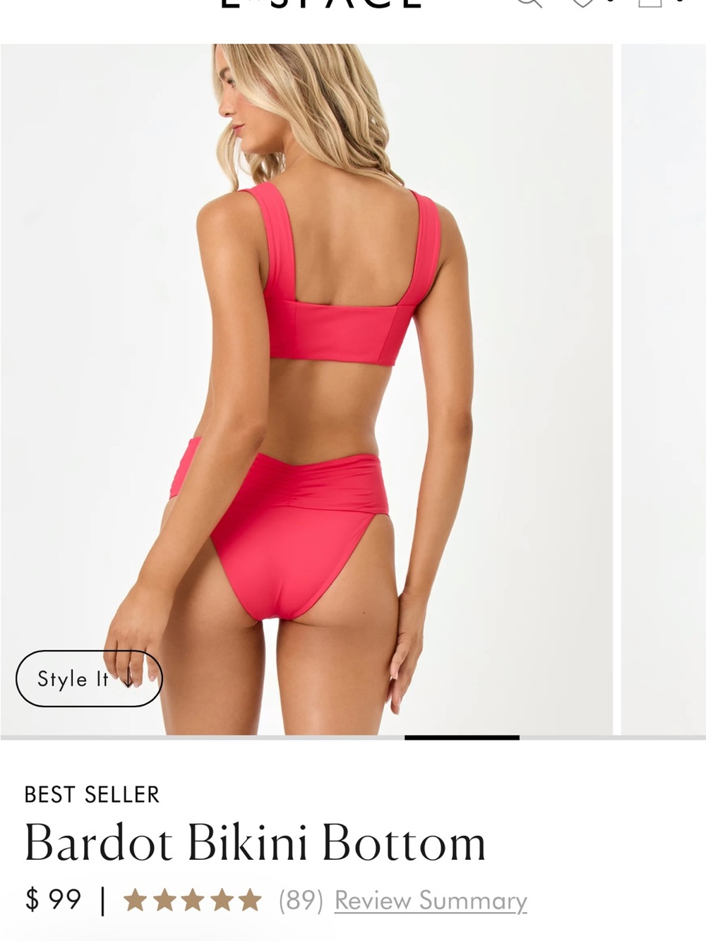 Lspace ribbed marlee top and Bardot bottom in slated glass size M - Picture 5 of 6
